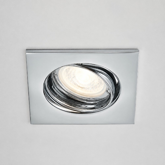 Faretto da incasso per controsoffitto quadrato cromato gu10