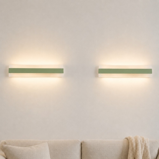 Applique led 56w cct 3000k 4000k 86cm moderna da parete verde salvia