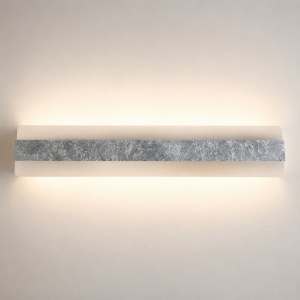 Applique moderna da parete foglia argento led 56w cct 3000k 4000k 86cm