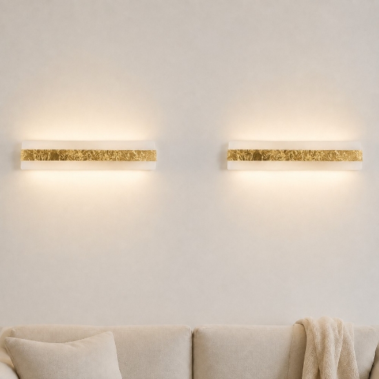 Applique led 56w cct 3000k 4000k moderna da parete foglia oro