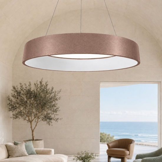 Lampadario 80 cm moderno oro rosato anello led 96w cct 3000k 4000k per soggiorno