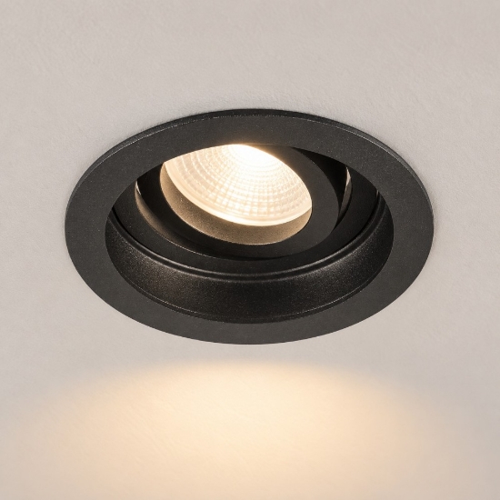 Faretto rotondo nero da incasso per controsoffitto orientabile