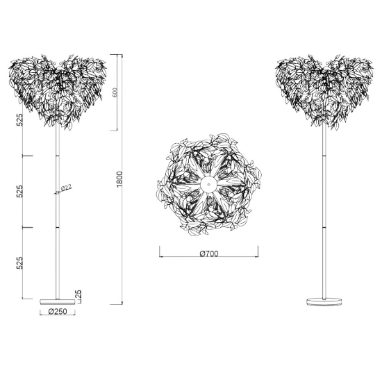 Piantana da terra design moderno cromo