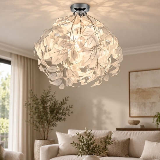 Plafoniera moderna foglie cromo 38cm