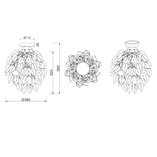 Plafoniera moderna foglie cromo 38cm