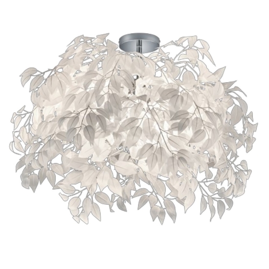 Plafoniera moderna design foglie cromo 70cm per salotto