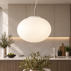 Perenz saturno lampadario moderno per soggiorno vetro bianco