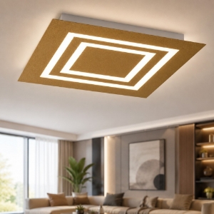 Plafoniera quadrata 50 cm oro opaco led cct 3000k 4000k moderna per soggiorno