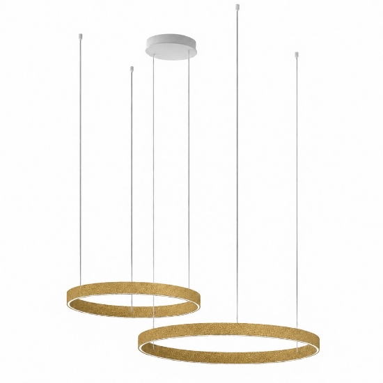 Lampadario moderno 2 anelli oro opaco 40-60 cm led 95w cct 3000k 4000k per salotto