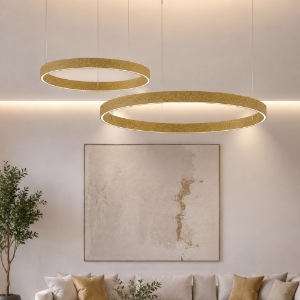Lampadario moderno oro 2 anelli 100-120 cm led 240w cct 3000k 4000k per soggiorno