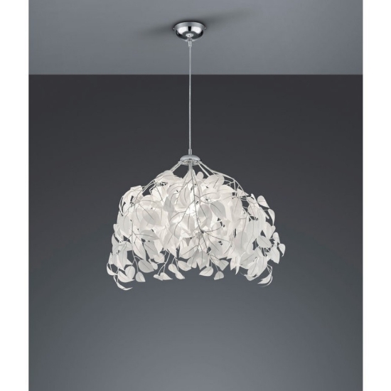 Lampada a sospensione cromo design foglie per soggiorno
