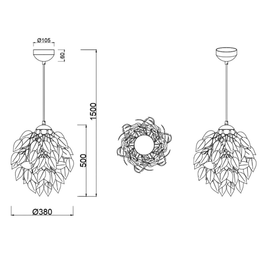 Lampada a sospensione cromo design foglie per soggiorno