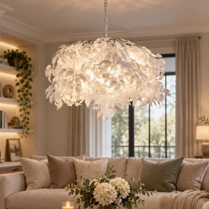 Lampadario design moderno per salotto foglie