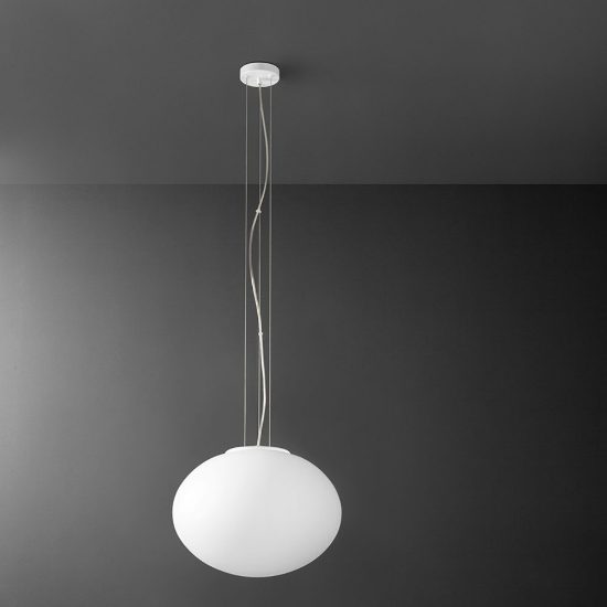 Perenz lampadario saturno per cucina moderna vetro ovale bianco