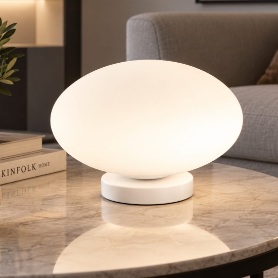 Perenz lampada da tavolo moderna sfera vetro bianco