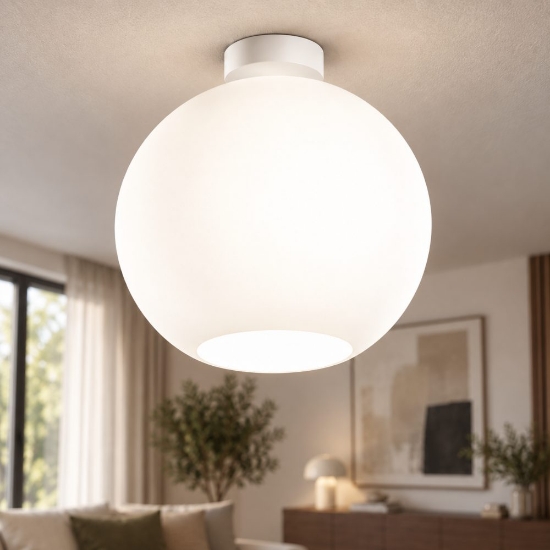 Perenz ufo plafoniera 30cm per cucina moderna sferica bianca vetro