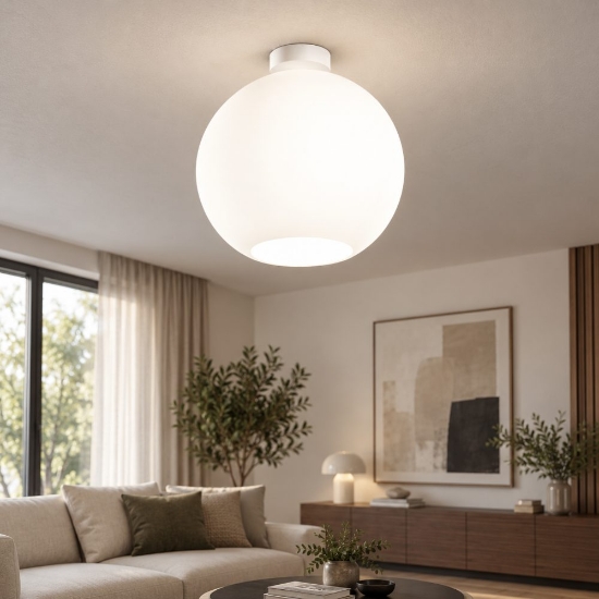Perenz ufo plafoniera 30cm per cucina moderna sferica bianca vetro