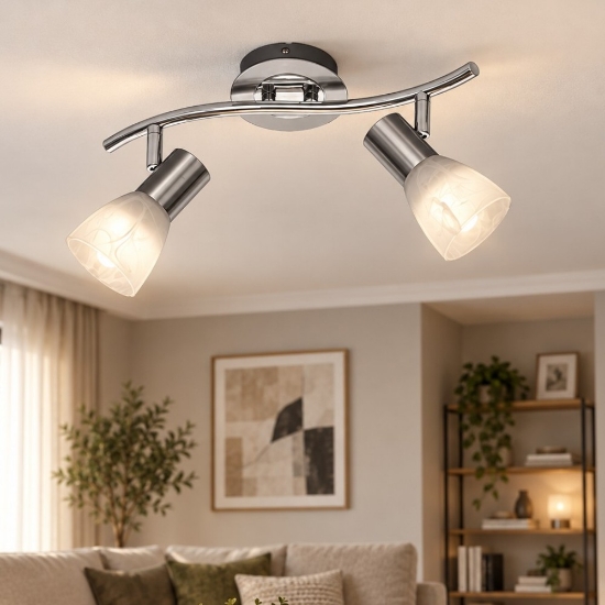 Plafoniera con faretti led 5w 3000k orientabile nichel opaco
