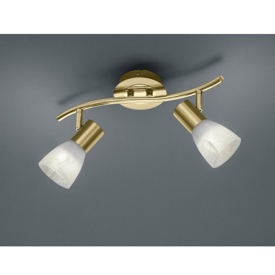 Plafoniera con 2 faretti orientabili ottone satinato