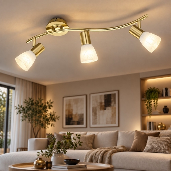 Faretto da parete led 5w 3000k ottone satinato e14