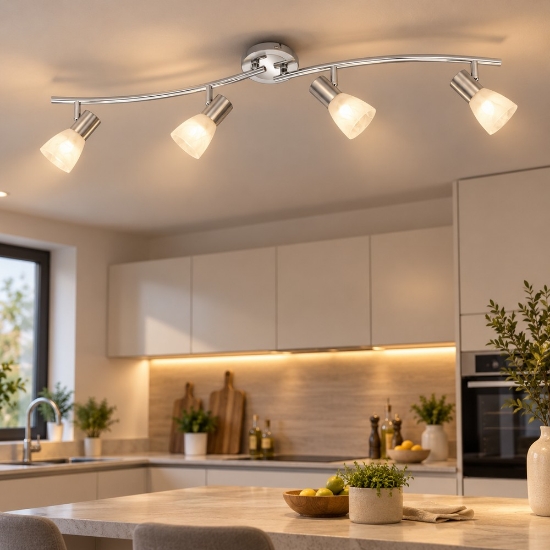 Plafoniera con faretti spot orientabili nichel opaco e14