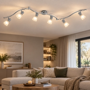 Plafoniera moderna nichel opaco 6 spot orientabili