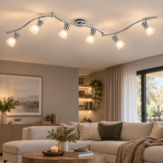Plafoniera moderna nichel opaco 6 spot orientabili