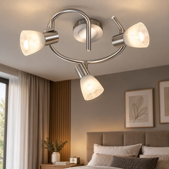 Plafoniera per camera da letto nichel 3 spot orientabili