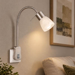 Applique da parete led 6w 3000k nichel con presa orientabile