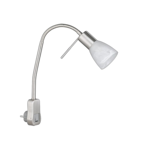 Applique da parete led 6w 3000k nichel con presa orientabile