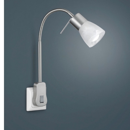 Applique da parete led 6w 3000k nichel con presa orientabile