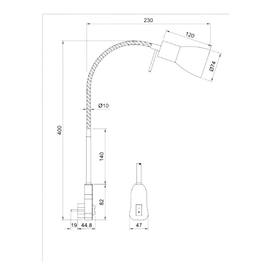 Applique da parete led 6w 3000k nichel con presa orientabile
