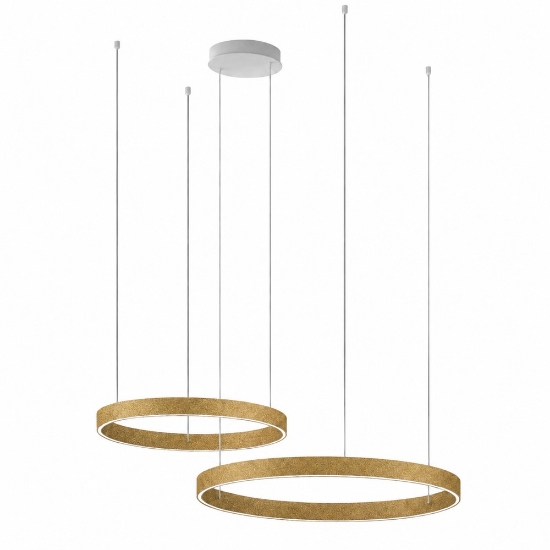 Lampadario a sospensione doppio anello 80-100 cm oro opaco led 200w cct 3000k 4000k