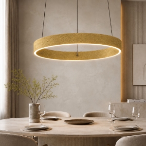Lampadario moderno anello 40 cm oro opaco led 36w cct 3000k 4000k per soggiorno