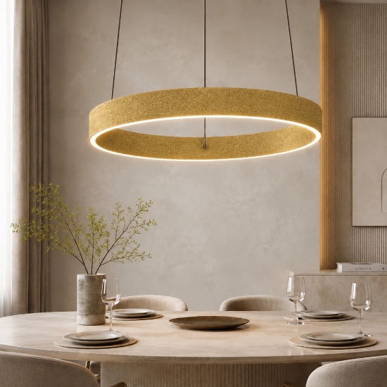 Lampadario moderno anello 40 cm oro opaco led 36w cct 3000k 4000k per soggiorno