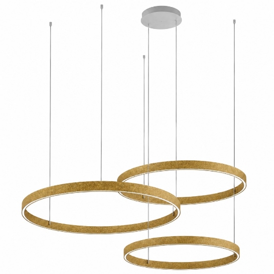 Lampadario moderno oro satinato 3 anelli 80-100-120 cm led 300w cct 3000k 4000k
