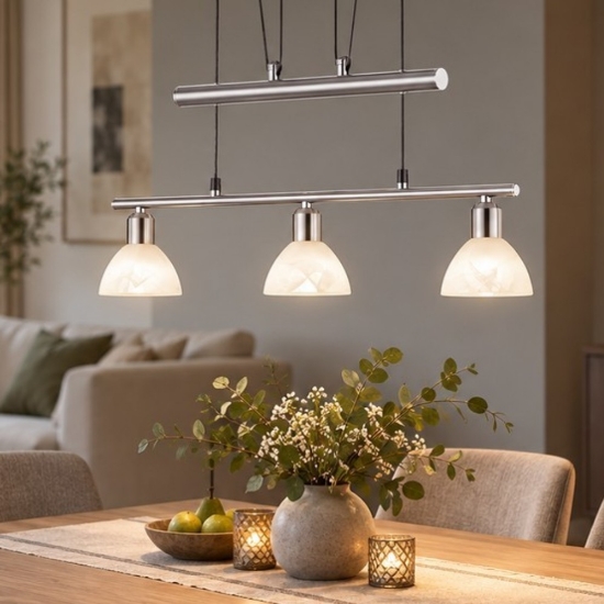Lampadario per tavolo da pranzo nichel opaco 3 luci