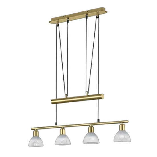 Lampadario per sala da pranzo 4 luci ottone satinato