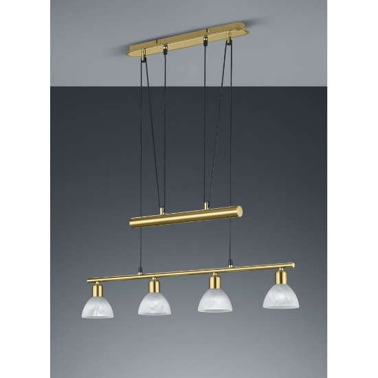 Lampadario per sala da pranzo 4 luci ottone satinato