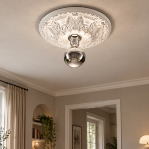 Plafoniera per salotto 30cm bianca gesso