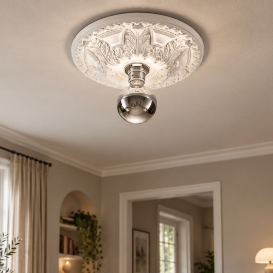 Plafoniera per salotto 30cm bianca gesso
