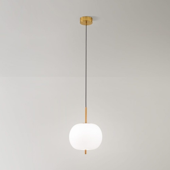 Perenz cirro lampada a sospensione led 18w 3000k per cucina vetro bianco dettagli oro