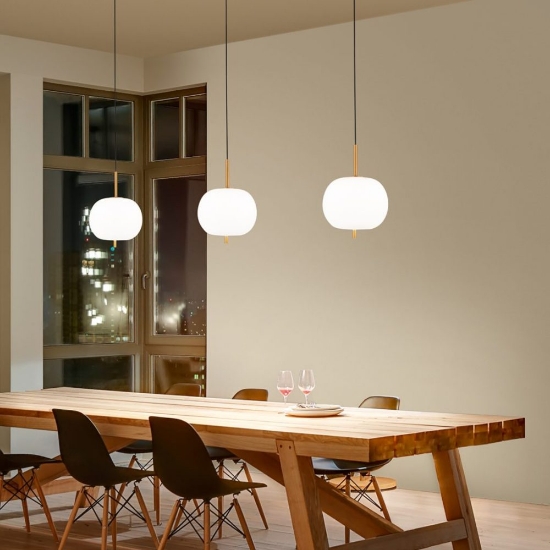Perenz cirro lampada a sospensione led 18w 3000k per cucina vetro bianco dettagli oro