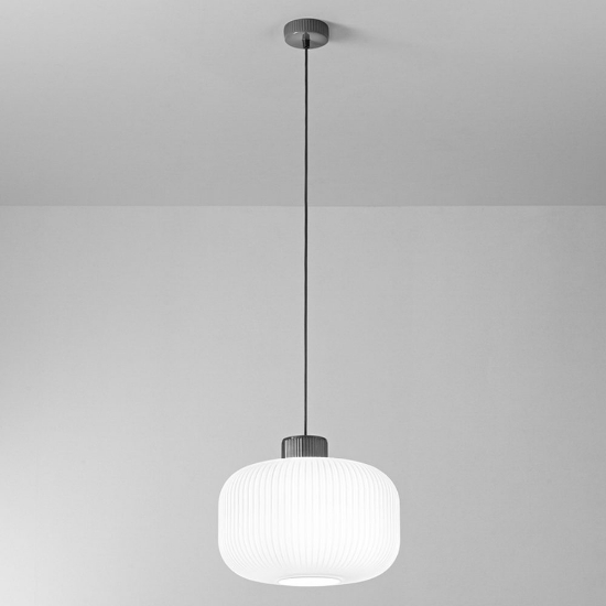 Perenz lucerna lampada a sospensione per cucina moderna vetro bianco rigato
