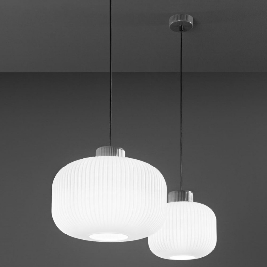 Perenz lucerna lampada a sospensione per cucina moderna vetro bianco rigato