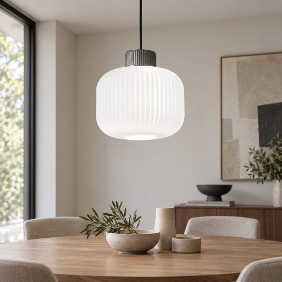 Perenz lucerna lampada moderna a sospensione per cucina vetro bianco