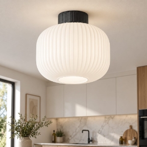 Perenz lucerna plafoniera moderna vetro rigato bianco per cucina