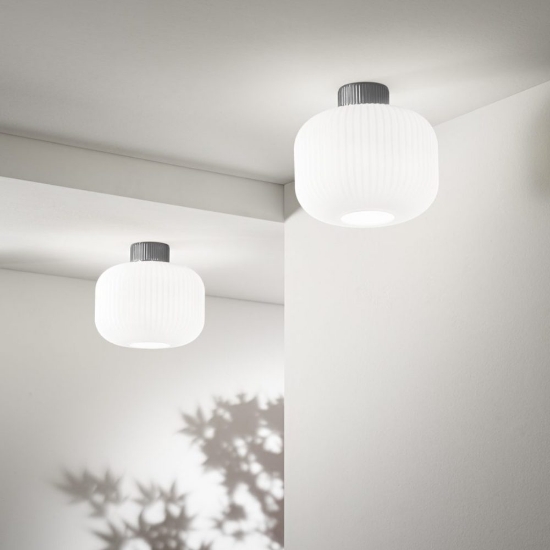 Perenz lucerna plafoniera moderna vetro rigato bianco per cucina