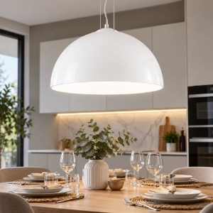 Perenz bell lampadario per cucina moderna cupola vetro bianco