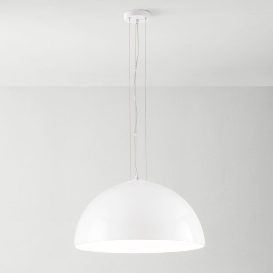 Perenz bell lampadario per cucina moderna cupola vetro bianco